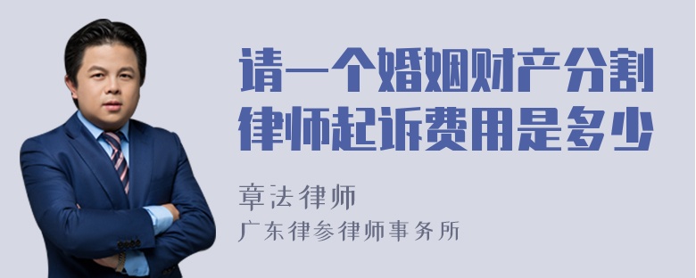 请一个婚姻财产分割律师起诉费用是多少