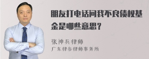 朋友打电话问我不良债权基金是哪些意思？