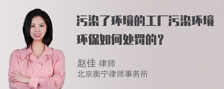 污染了环境的工厂污染环境环保如何处罚的？