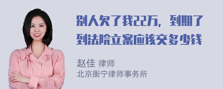 别人欠了我22万，到期了到法院立案应该交多少钱