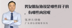 男女朋友协议是哪些样子的，有哪些内容呢