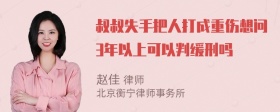 叔叔失手把人打成重伤想问3年以上可以判缓刑吗