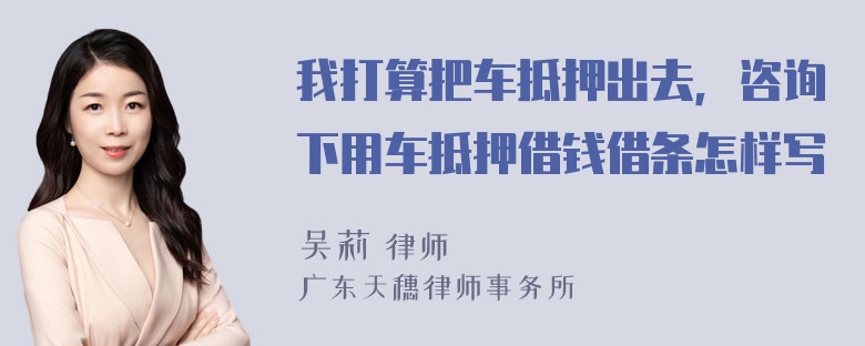 我打算把车抵押出去，咨询下用车抵押借钱借条怎样写