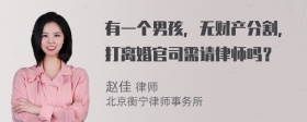 有一个男孩，无财产分割，打离婚官司需请律师吗？