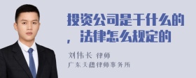 投资公司是干什么的，法律怎么规定的