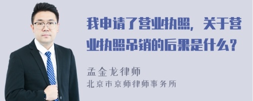 我申请了营业执照，关于营业执照吊销的后果是什么？