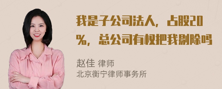 我是子公司法人，占股20％，总公司有权把我剔除吗