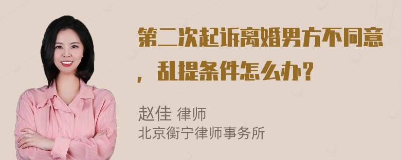 第二次起诉离婚男方不同意，乱提条件怎么办？