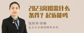 2023离婚需什么条件？起诉能吗