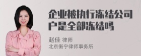 企业被执行冻结公司户是全部冻结吗