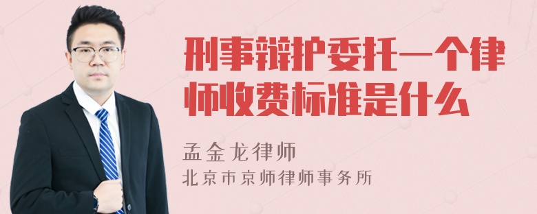 刑事辩护委托一个律师收费标准是什么