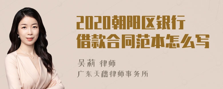 2020朝阳区银行借款合同范本怎么写