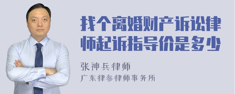 找个离婚财产诉讼律师起诉指导价是多少