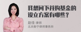 我想问下并购基金的设立方案有哪些？