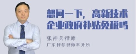 想问一下，高新技术企业政府补贴免税吗