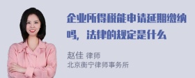 企业所得税能申请延期缴纳吗，法律的规定是什么