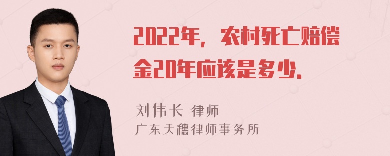 2022年，农村死亡赔偿金20年应该是多少．