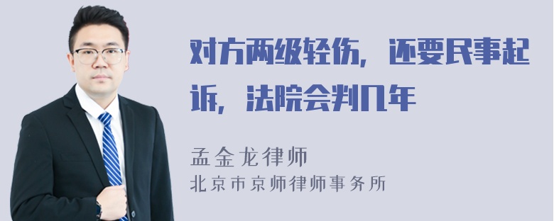 对方两级轻伤，还要民事起诉，法院会判几年