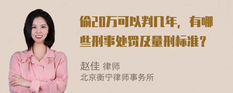 偷20万可以判几年，有哪些刑事处罚及量刑标准？