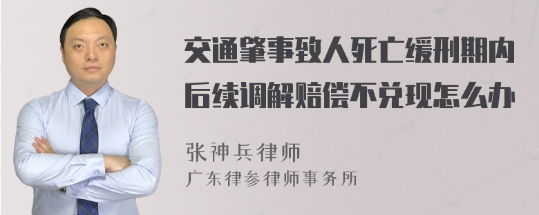 交通肇事致人死亡缓刑期内后续调解赔偿不兑现怎么办