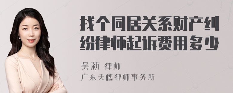 找个同居关系财产纠纷律师起诉费用多少