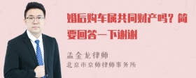 婚后购车属共同财产吗？简要回答一下谢谢