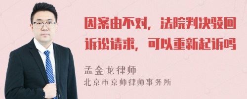 因案由不对，法院判决驳回诉讼请求，可以重新起诉吗