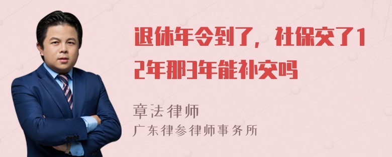 退休年令到了，社保交了12年那3年能补交吗