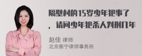 隔壁村的15岁少年犯事了，请问少年犯杀人判刑几年