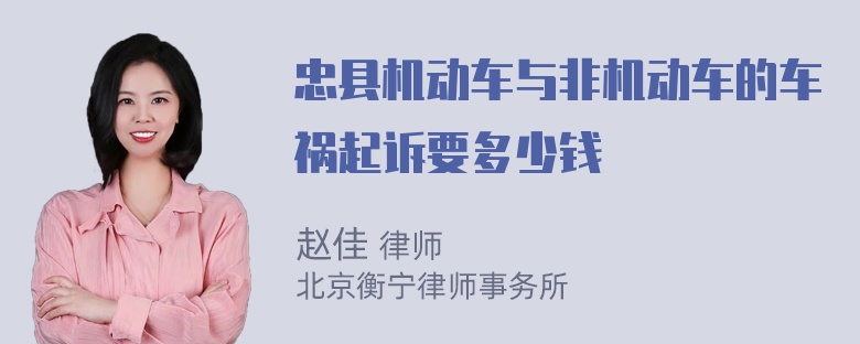 忠县机动车与非机动车的车祸起诉要多少钱