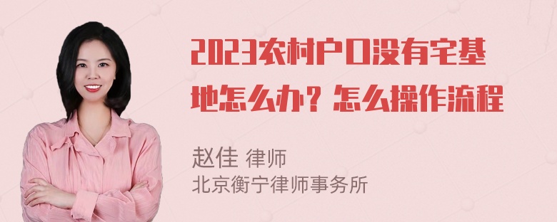 2023农村户口没有宅基地怎么办？怎么操作流程