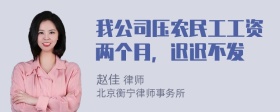 我公司压农民工工资两个月，迟迟不发