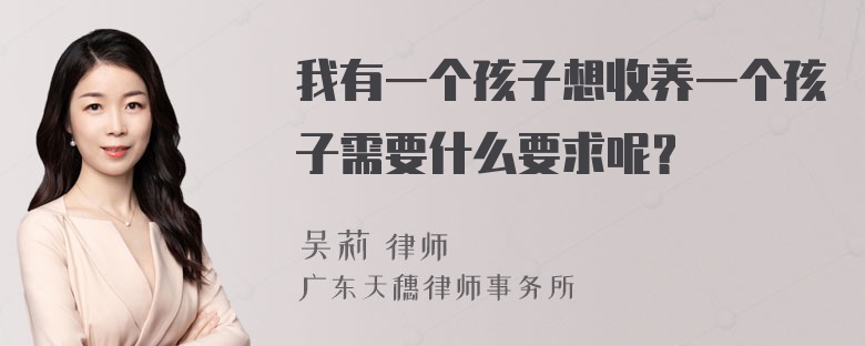 我有一个孩子想收养一个孩子需要什么要求呢？