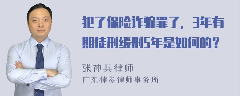 犯了保险诈骗罪了，3年有期徒刑缓刑5年是如何的？