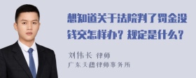 想知道关于法院判了罚金没钱交怎样办？规定是什么？