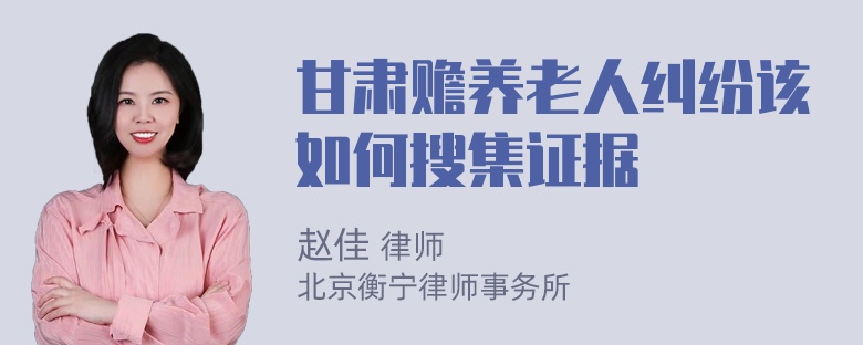 甘肃赡养老人纠纷该如何搜集证据