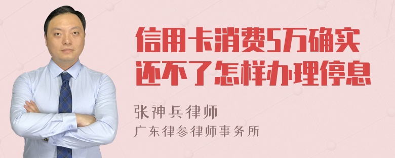 信用卡消费5万确实还不了怎样办理停息