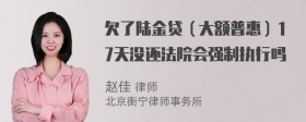 欠了陆金贷（大额普惠）17天没还法院会强制执行吗