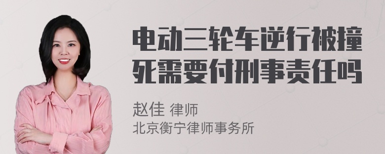 电动三轮车逆行被撞死需要付刑事责任吗