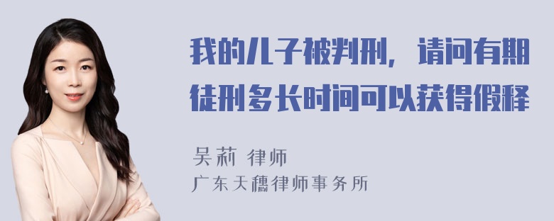 我的儿子被判刑，请问有期徒刑多长时间可以获得假释