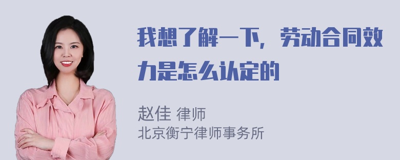 我想了解一下，劳动合同效力是怎么认定的