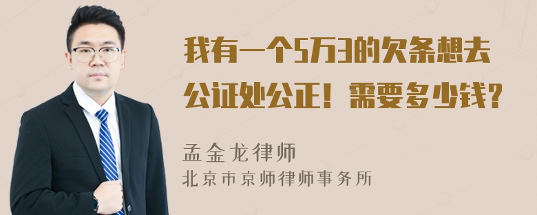 我有一个5万3的欠条想去公证处公正！需要多少钱？