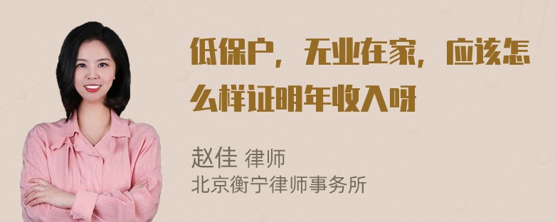 低保户，无业在家，应该怎么样证明年收入呀