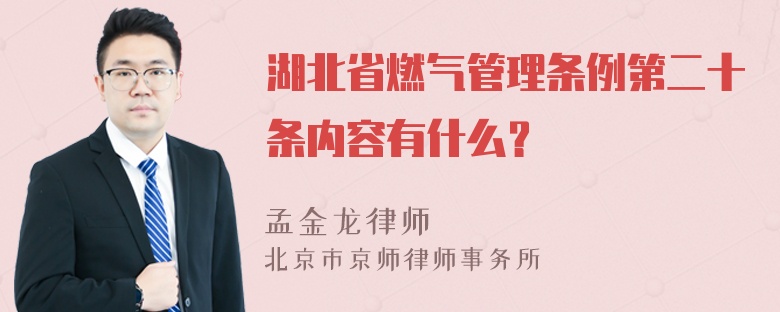 湖北省燃气管理条例第二十条内容有什么？