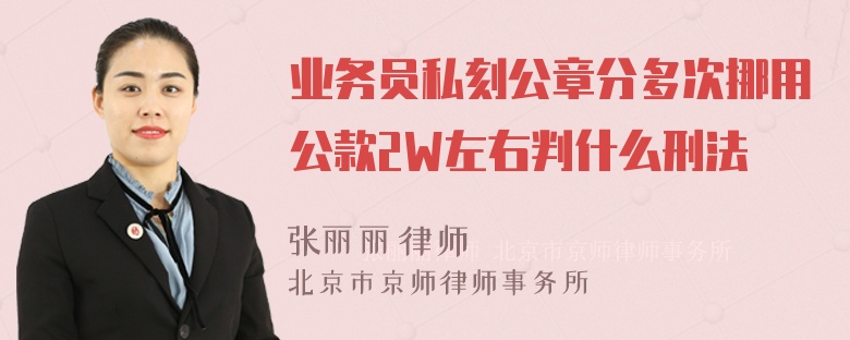 业务员私刻公章分多次挪用公款2W左右判什么刑法