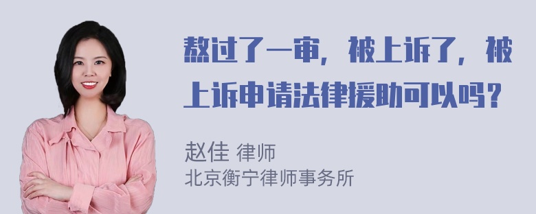 熬过了一审，被上诉了，被上诉申请法律援助可以吗？