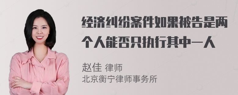 经济纠纷案件如果被告是两个人能否只执行其中一人