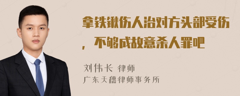 拿铁锹伤人治对方头部受伤，不够成故意杀人罪吧