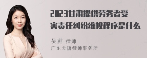 2023甘肃提供劳务者受害责任纠纷维权程序是什么