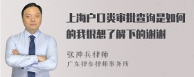 上海户口类审批查询是如何的我很想了解下的谢谢